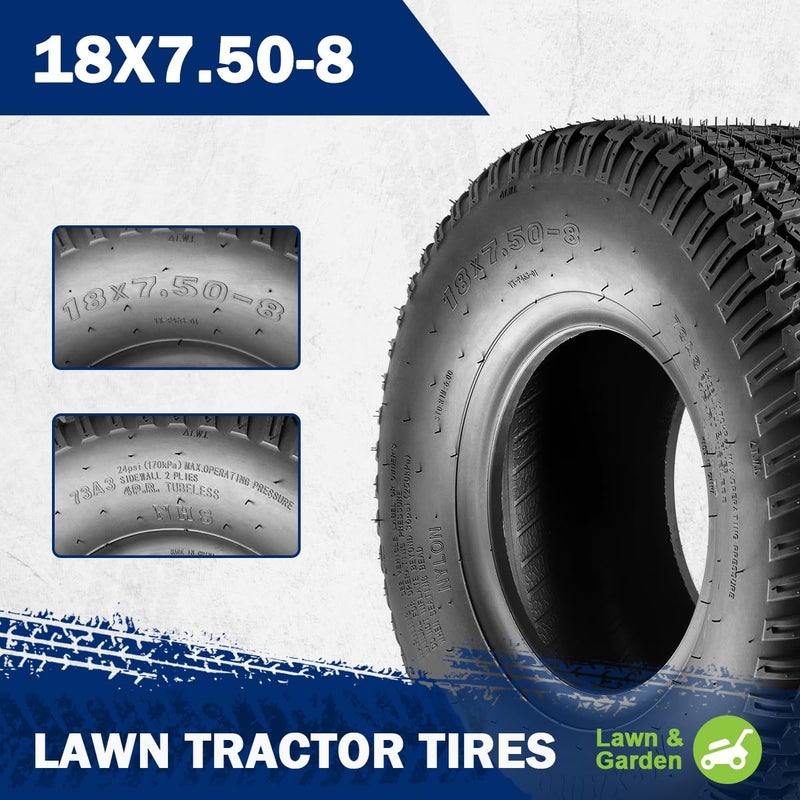 MaxAuto 18X7.50-8 18x7.5x8 Turf Saver Lawn Mower Tire 4PR, Set of 2 - Image 2